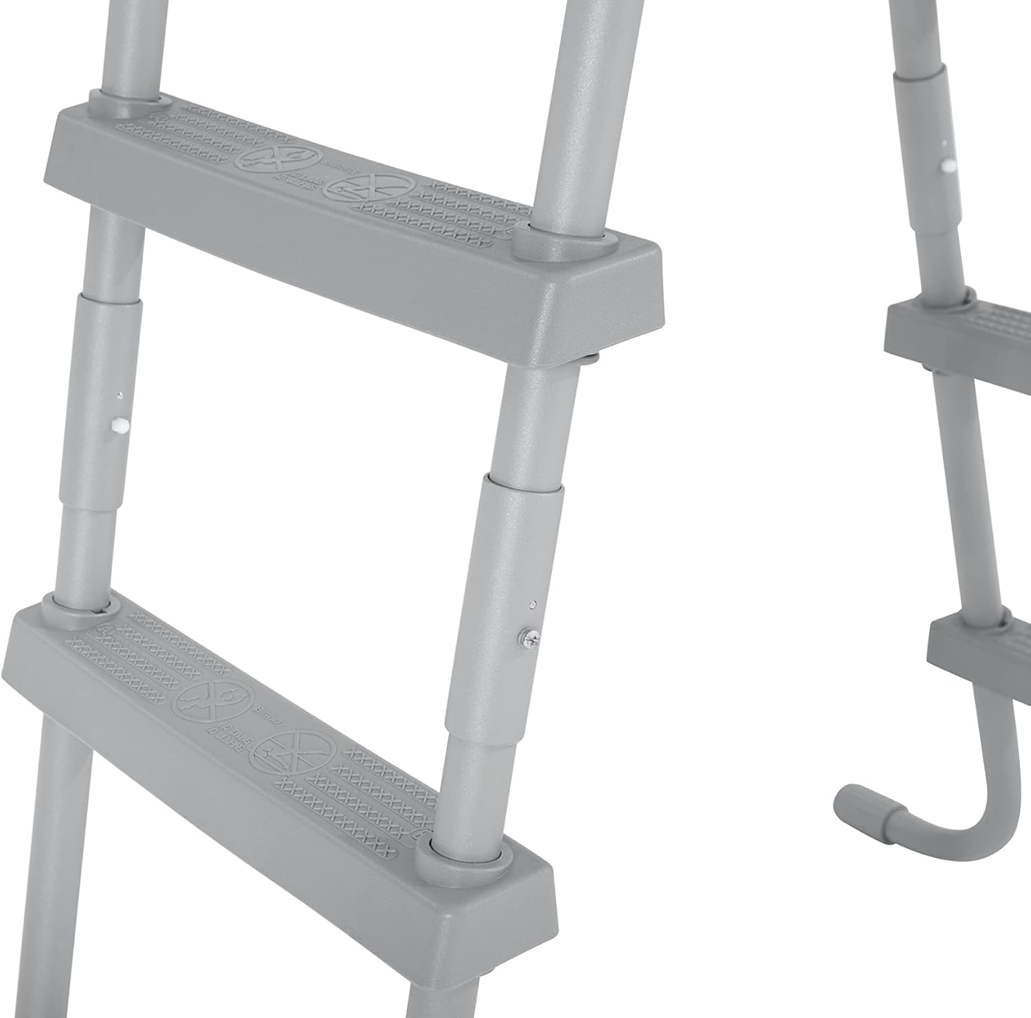 Bestway 58337E 52-Inch Durable Steel Above Ground Swimming Pool Ladder with No-Slip Steps in Gray with Arm Rails and Barrier