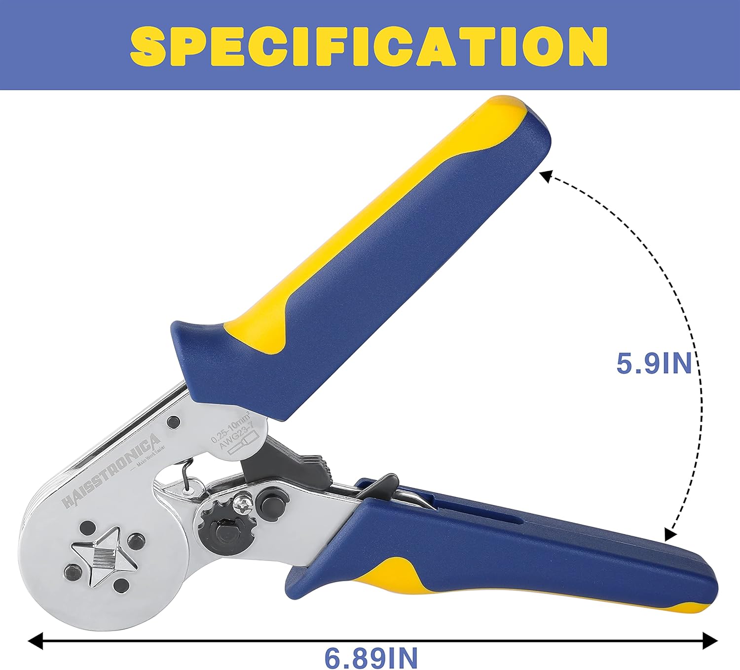 Ferrule Crimping Tool Kit,Haisstronica Self-Adjusting Hexagonal Wire Crimper Plier for AWG 23-10 with 1200PCS Red Copper Wire End Terminals,Ratchet Wire Crimping Tool-Wire End Ferrules