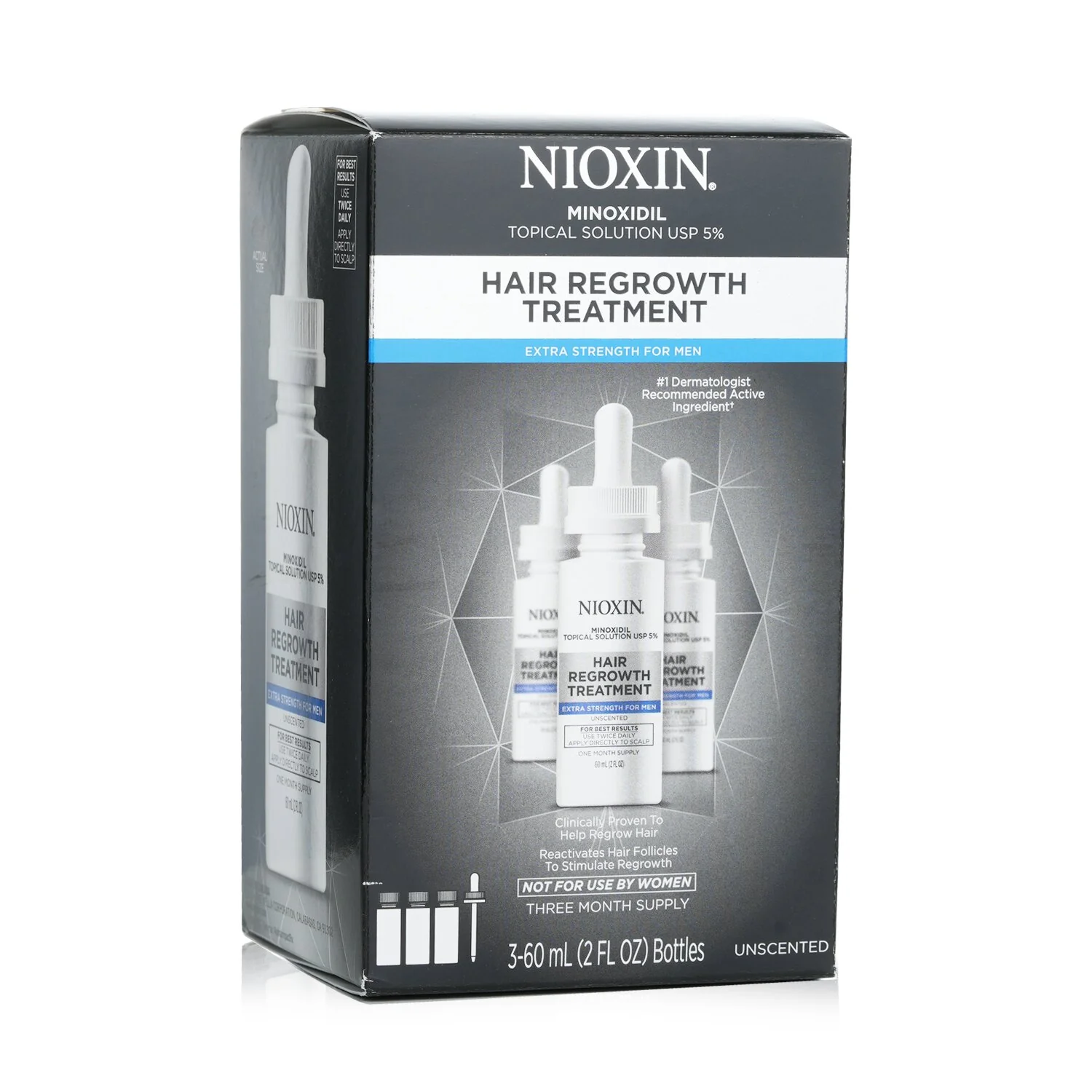 Nioxin Minoxidil 5% Hair Regrowth Treatment Extra Strength For Men 3x60ml/2oz