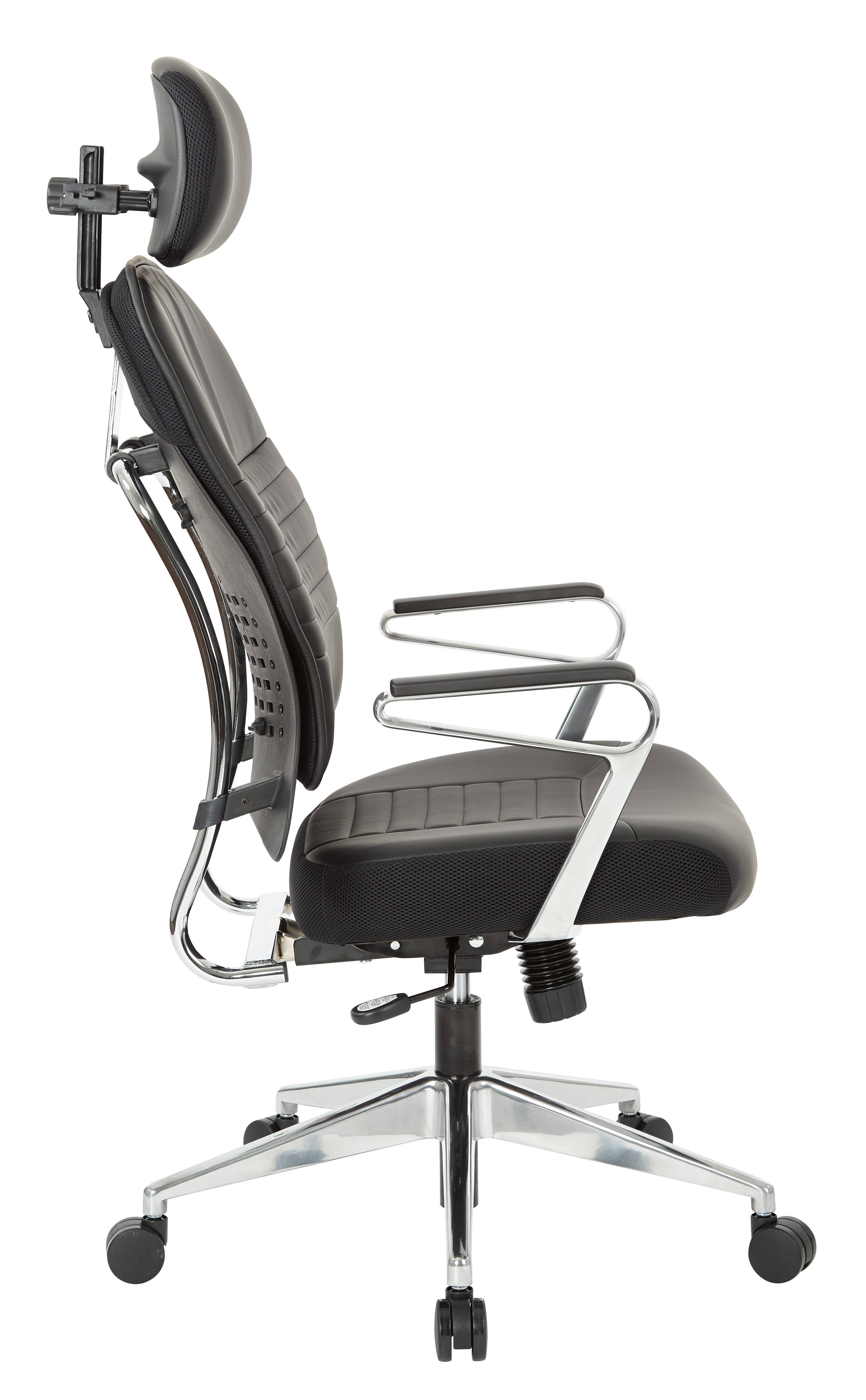 Space Seating 32-E33P91A7HL Bonded Leather Managers Chair with Headrest - Black