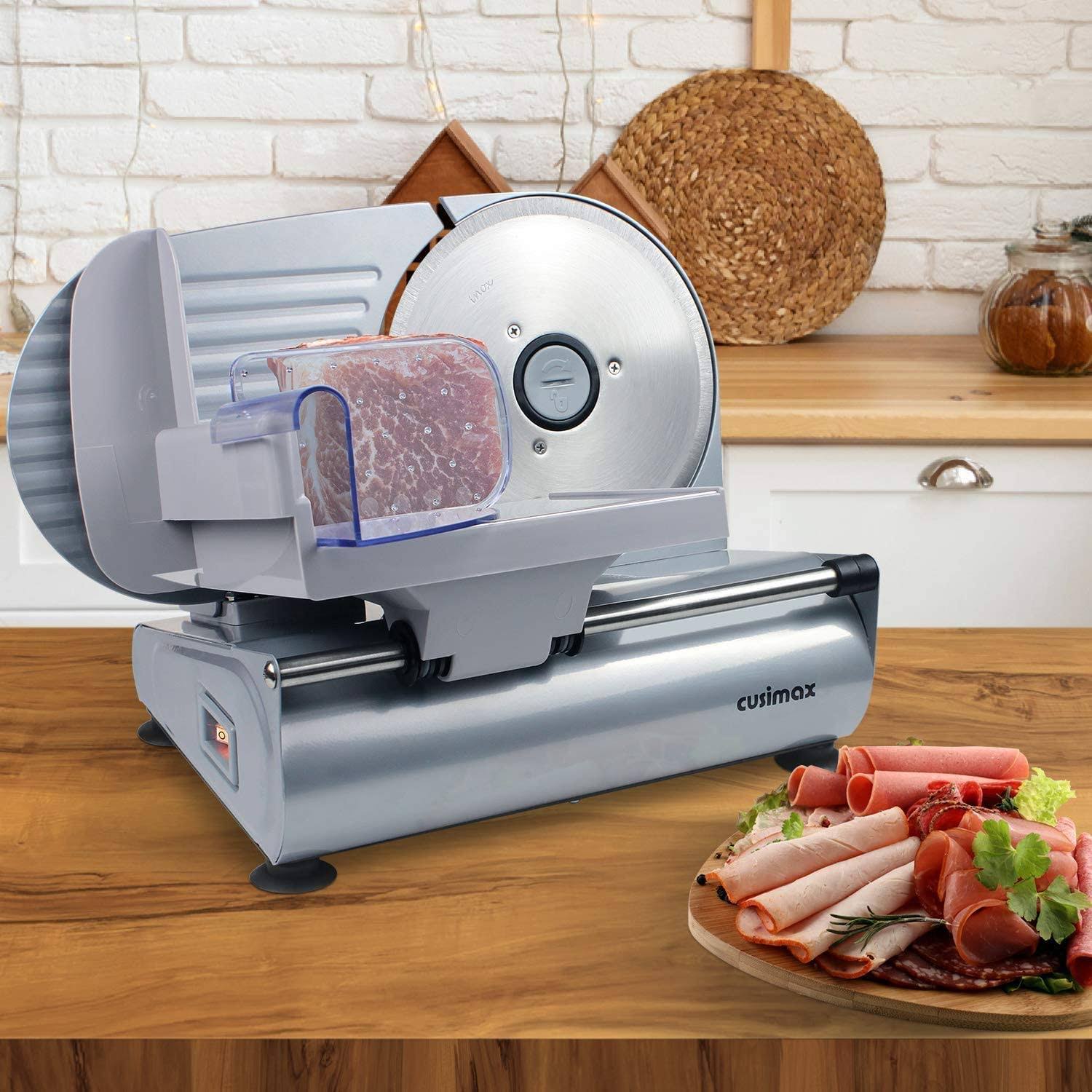 Cusimax Meat Slicer 200W Electric Deli Food Slicer, Silver