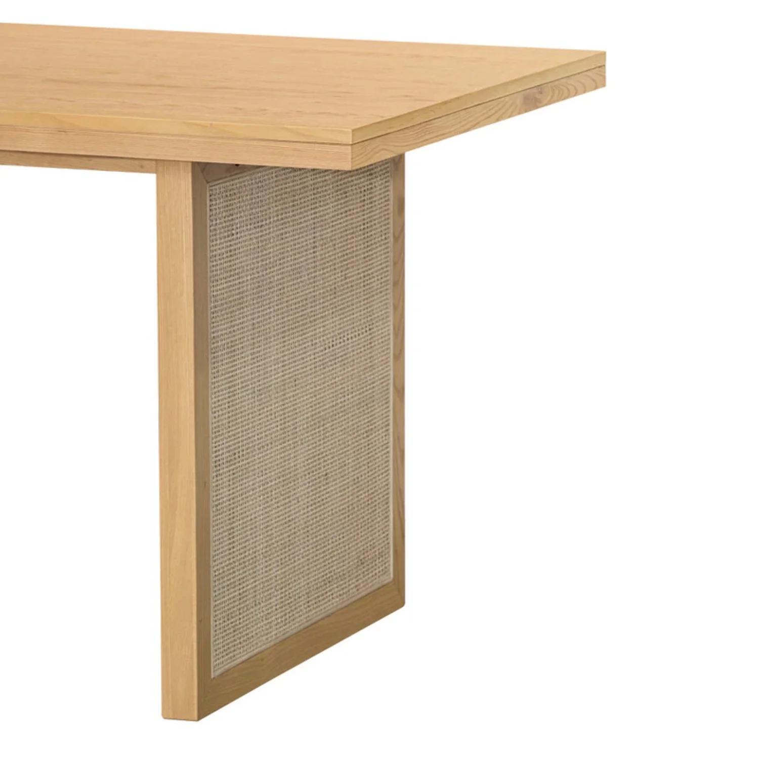 Rattan Natural Oak Wood Dining Table for 6 People