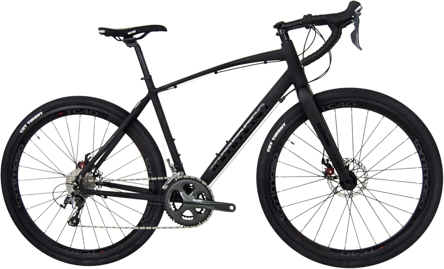 Tommaso Illimitate Gravel Bike, Shimano Tiagra with Disc Brakes, Extra Wide Tires and Carbon Fork, Perfect for Road Or Dirt Trail Adventure Touring, Matte Black