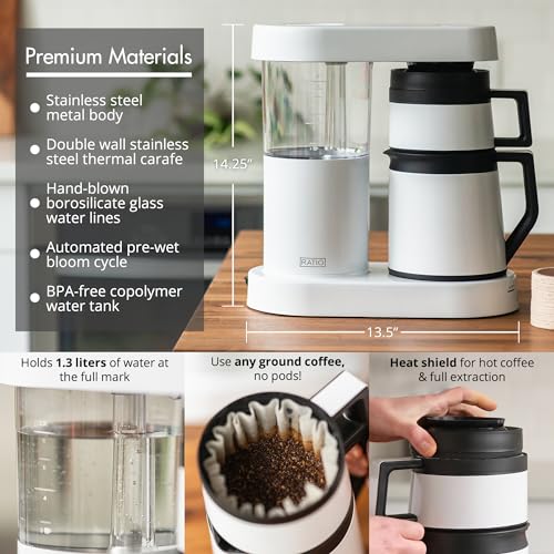 Ratio Coffee - Series 2 Six Coffee Maker, Simulated Pour-Over Coffee Machine, Coffee Pot with Brewing Capacity, Makes 2-8 Cups