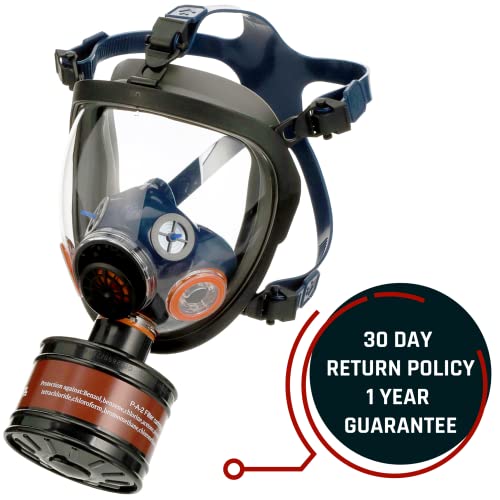 Parcil Distribution Survival & Tactical Full Face Respirator Gas Mask - Impact Resistant- 40mm Gas Filter Canister