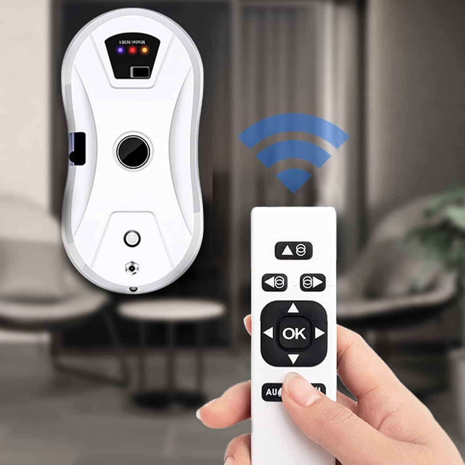 Window Cleaner Robot with Automatic Water Spray Electric Window Cleaning Machine Glass Vacuum Cleaner Safety Anti-Drop Glass Cleaning Robotic Window Smart Cleaner Kit with Remote Control