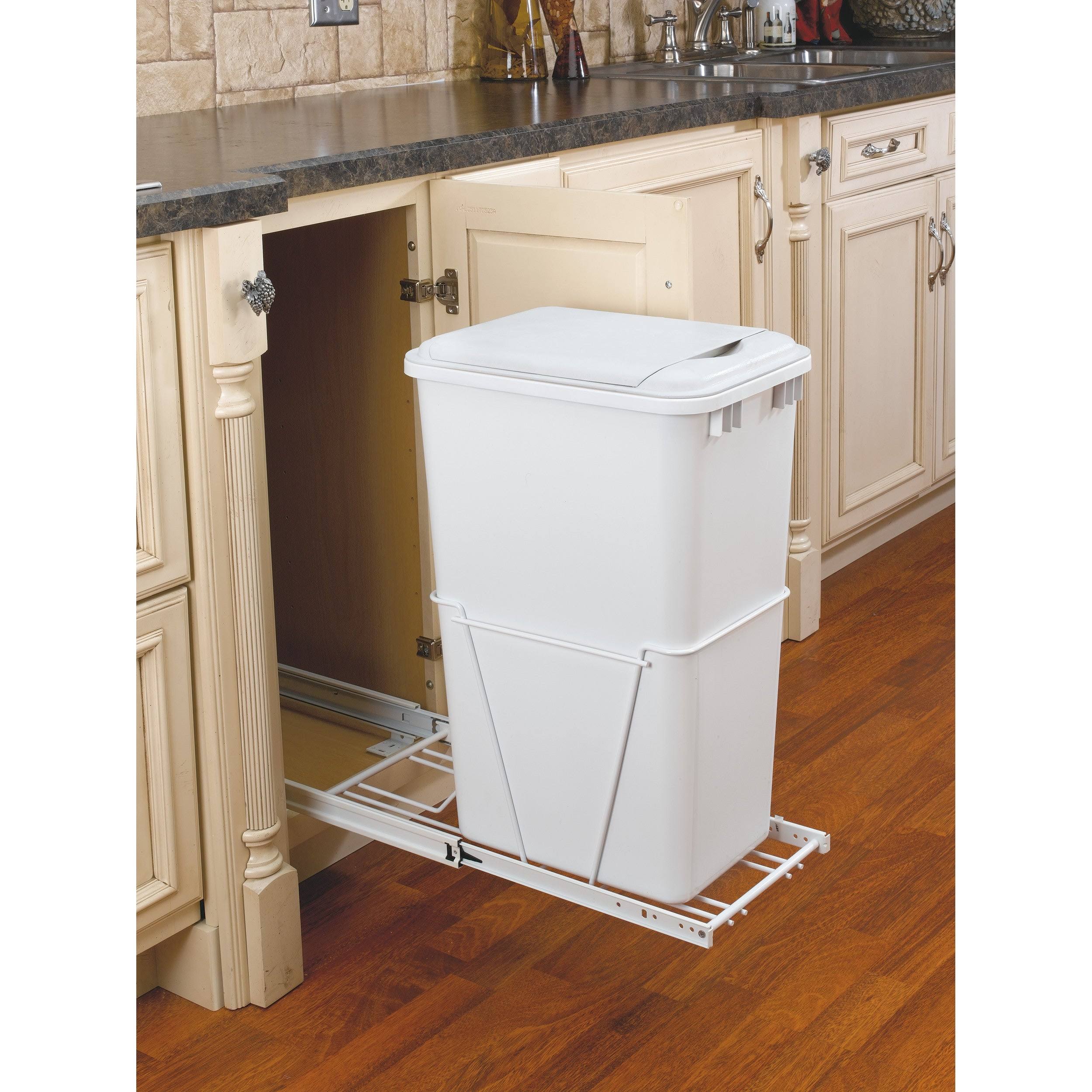 Rev-A-Shelf Plastic Pull Out Trash Can, White