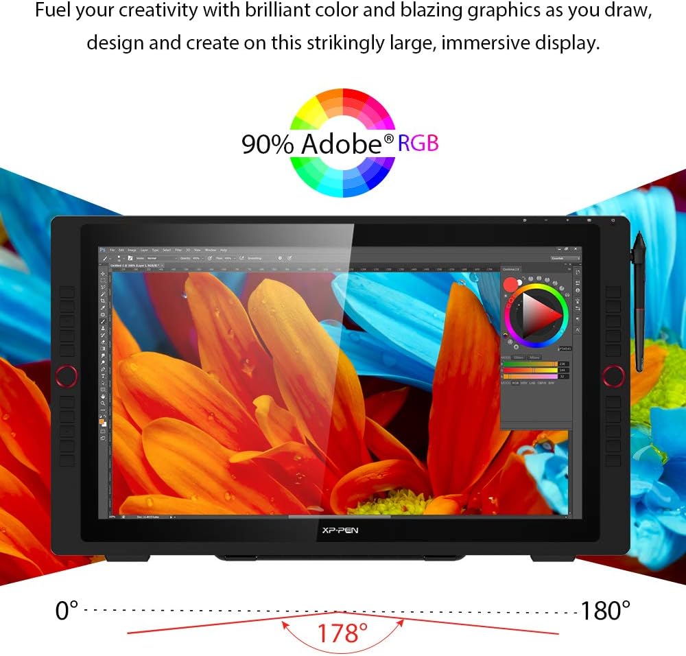 Drawing Monitor XP-PEN Artist24 Pro Pen Display 23.8-inch Working Area 2K QHD Drawing Display Tilt Supported Graphics Tablet with Screen