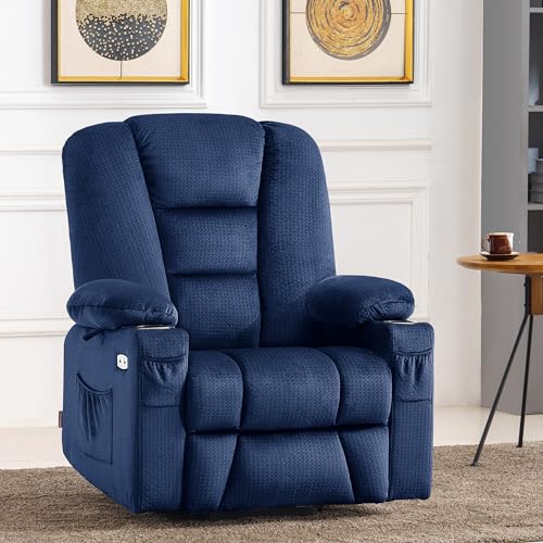 MCombo Small Power Lift Recliner Chair with Massage and Heat for Petite People, Cup Holders, USB Ports, Side Pockets, Fabric 7569 (Small-Regular, Brown)