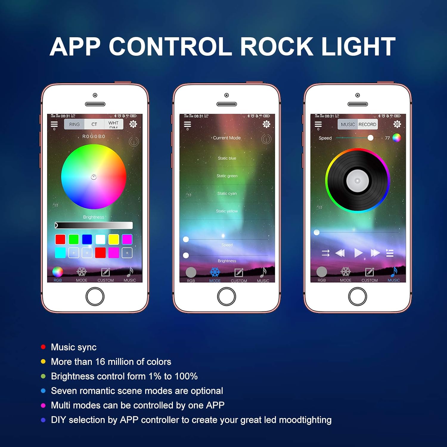 Rock Lights Led Rock Lights for Trucks New Generation 160 LEDs RGB Rock Lights Phone APP Control/4 Keys & 24 Keys Remote Control Time/Flash/Music Underglow Light Kit for Trucks Cars SUV ATV (10 Pods) Pack of 2