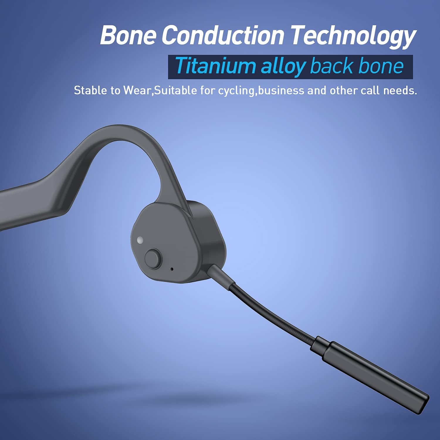 Vidonn Bone Conduction Headphones with Microphone Bluetooth Wireless Headset with Noise-Canceling Boom Microphone for Office Home Business Commercial Use Online Teaching/Learning(S/M)