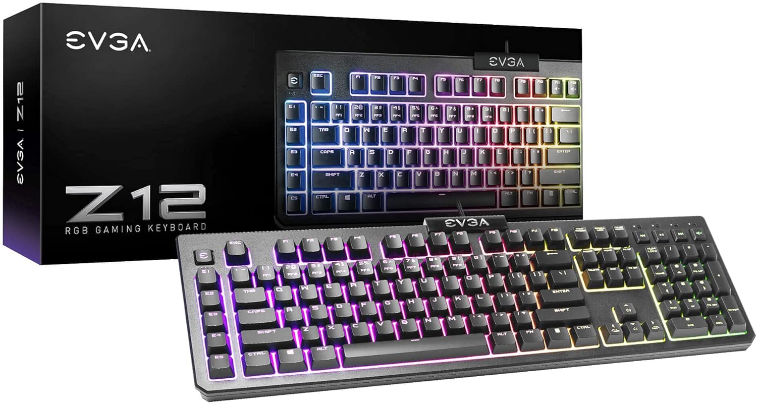 EVGA Z15 RGB Gaming Keyboard, RGB Backlit LED, Hotswappable Mechanical Kaihl Speed Bronze Switches (Clicky), 822-W1-15US-KR