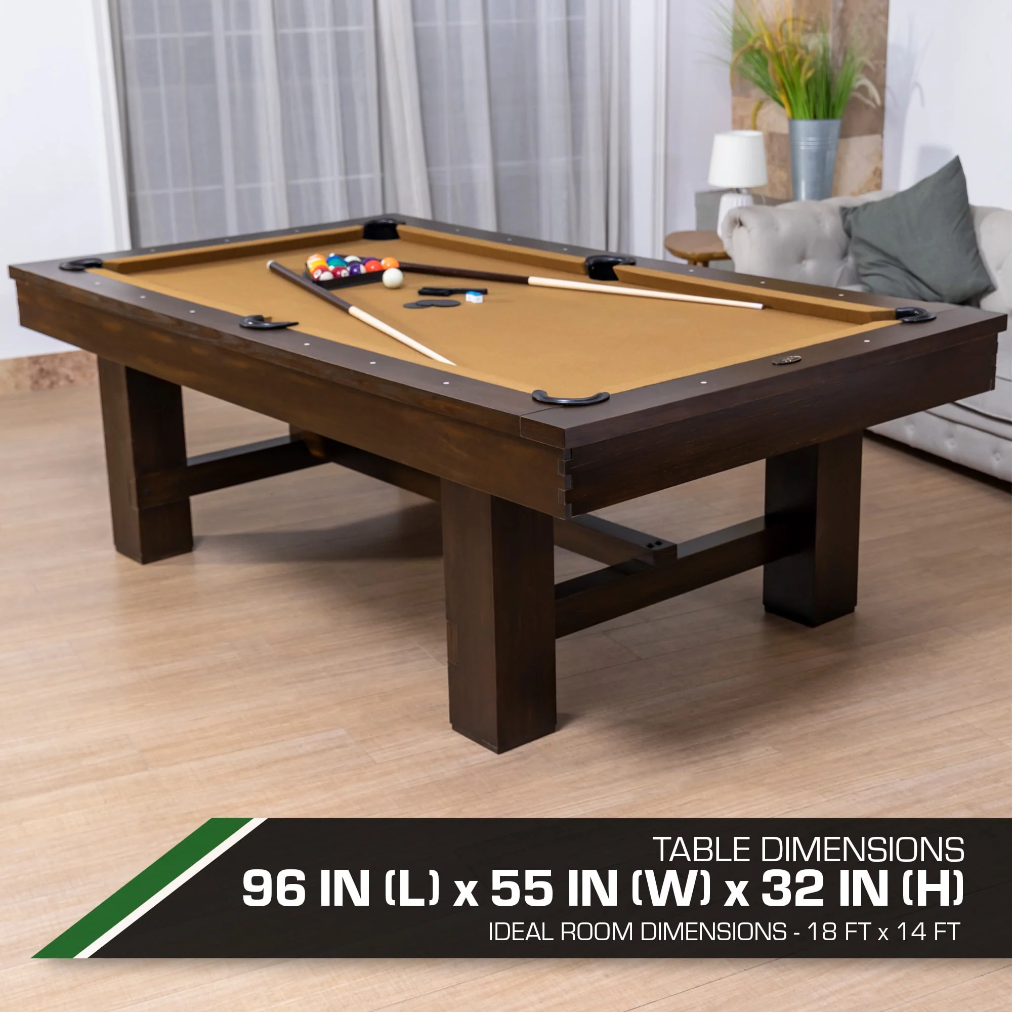Classic Sport Dayton 96 x 55 Pool Table, Tan, Set up in 10 Minutes