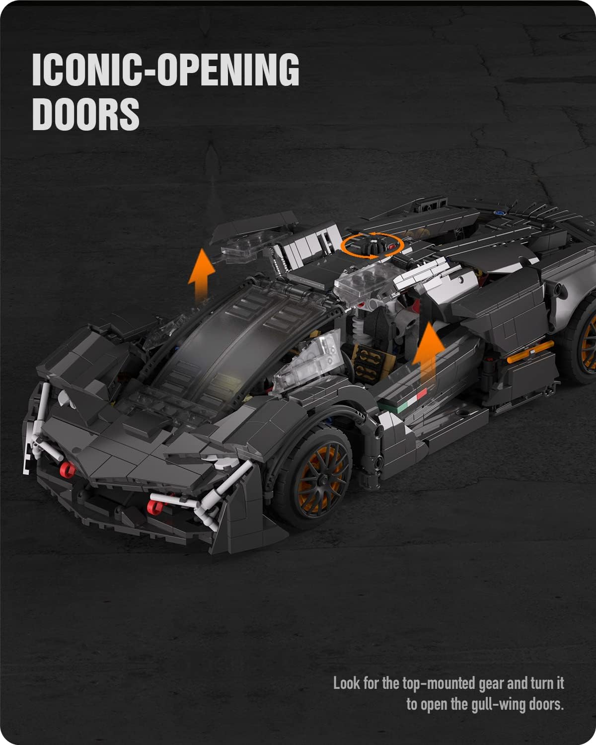 Nifeliz V14 Toy Car Model Building Kit; Build and Display an Authentic Concept Supercar (1,512 Pieces)