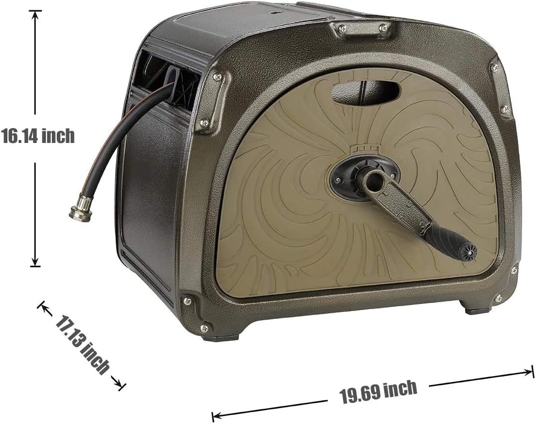 Giraffe Metal Hose Reel Box, Heavy Duty Garden Hose Storage Reel Hideaway with Crank Handle, 150ft 5/8" Hose Capacity