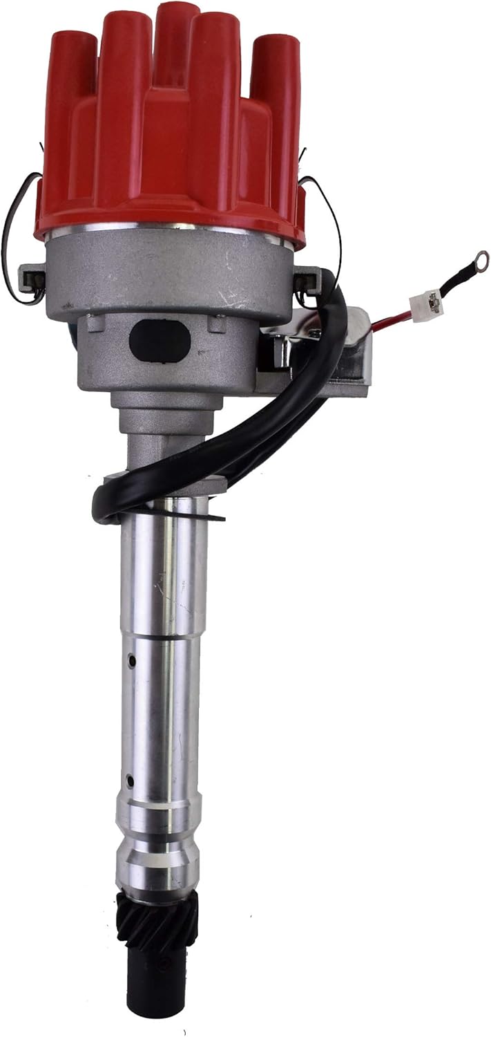 A-Team Performance - R2R Ready 2 Run Complete Distributor - Compatible with Chevrolet GM Small Block Big Block Chevy SBC BBC 283 305 307 327 350 400 396 427 454 Two-Wire Installation Red Female Cap