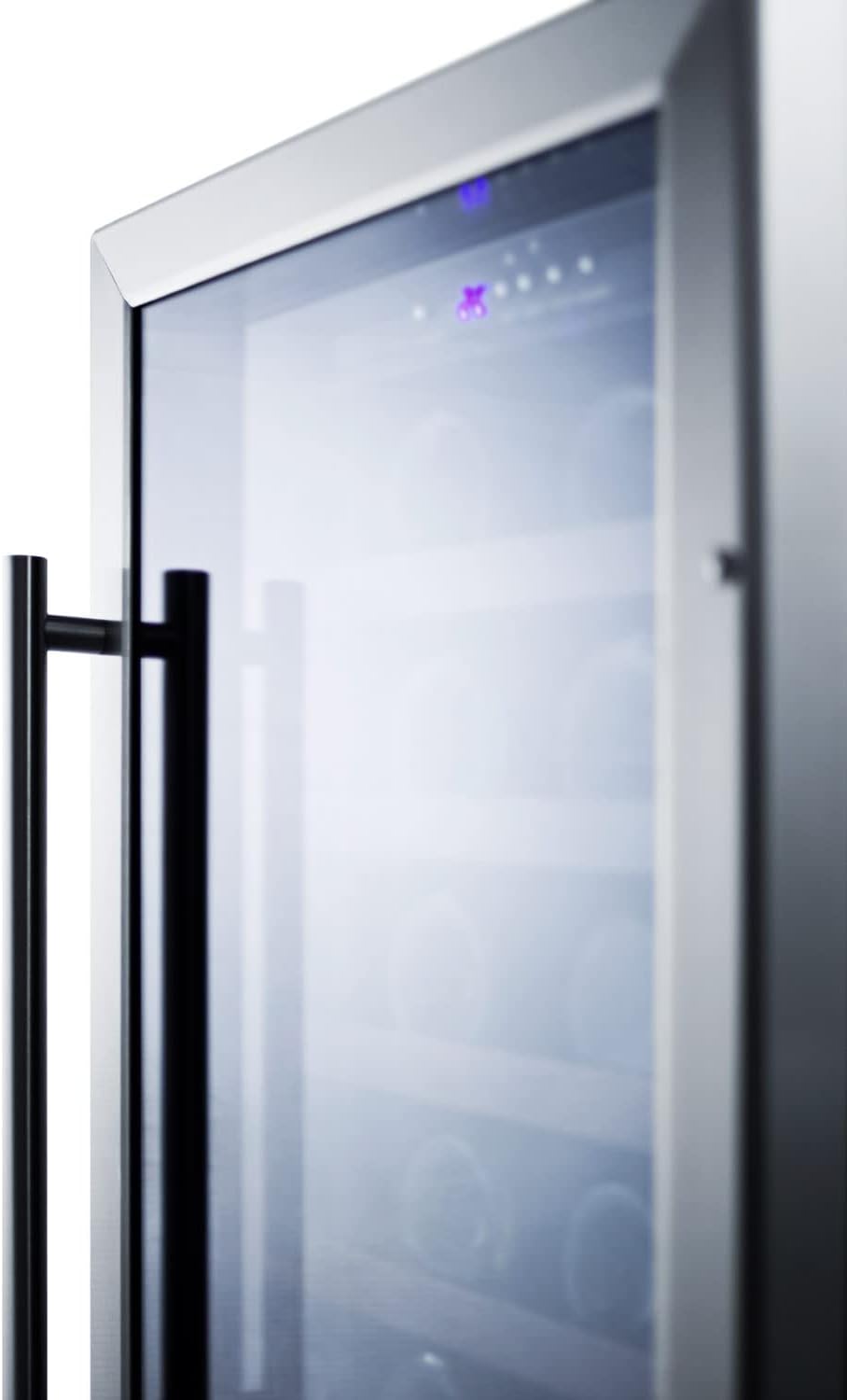 Summit SWC1840BADA 18"" ADA Compliant Built-In Wine Cellar with 34 Bottle Capacity Black Cabinet 5 Wood Shelves and Automatic Defrost in Stainless Steel