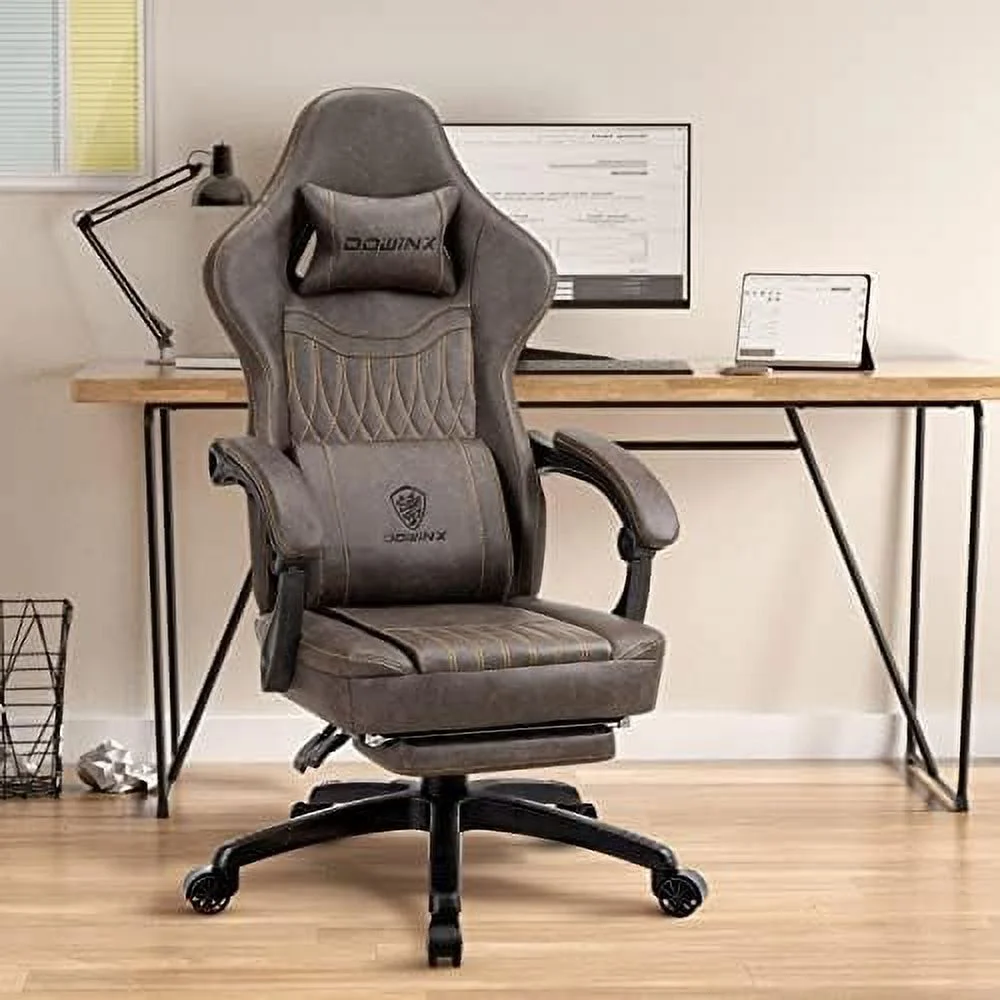 Gaming Chair Breathable PU Leather Gamer Chair with Pocket Spring Cushion  Ergonomic Computer Chair with Massage Lumbar Support Adjustable Swivel Task Chair with Footrest(Black)