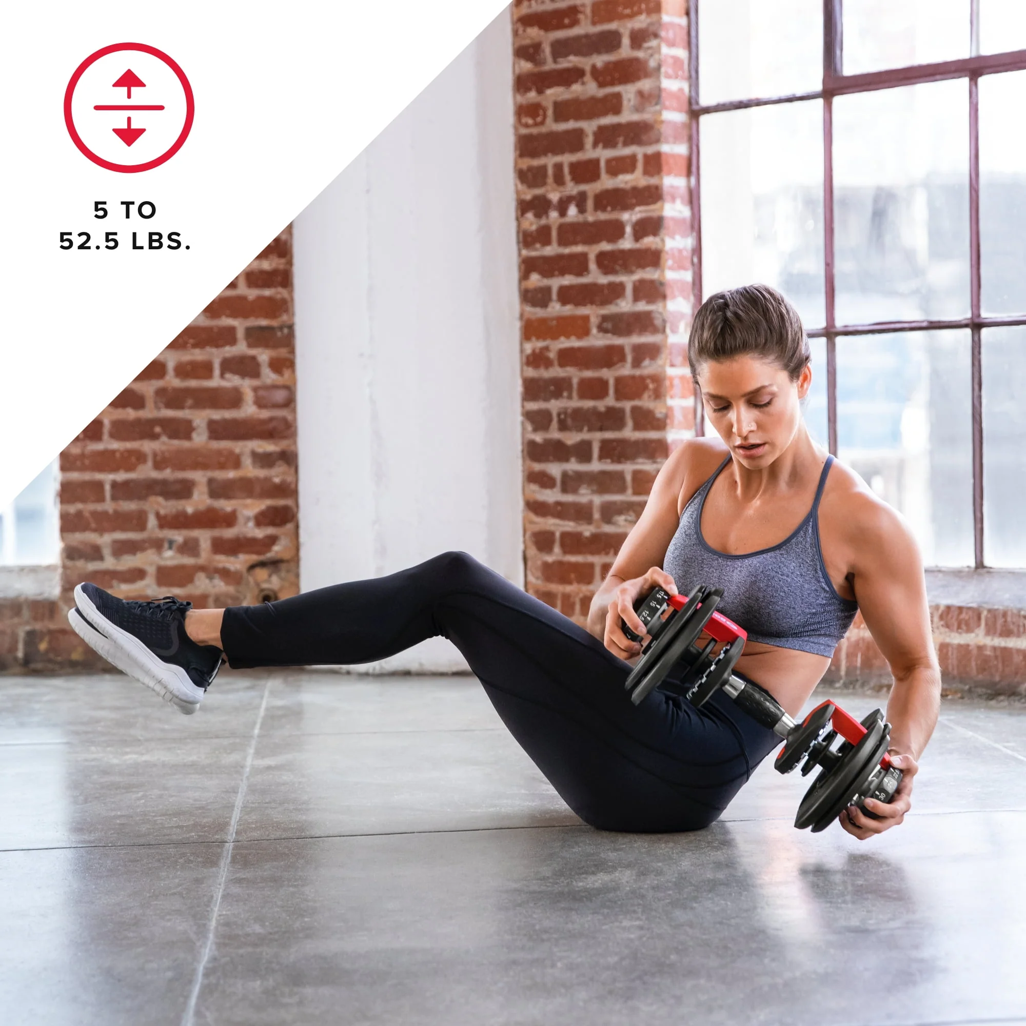 Bowflex SelectTech 552 Dumbbell, Adjustable, Single, Free 2-Month JRNY Membership