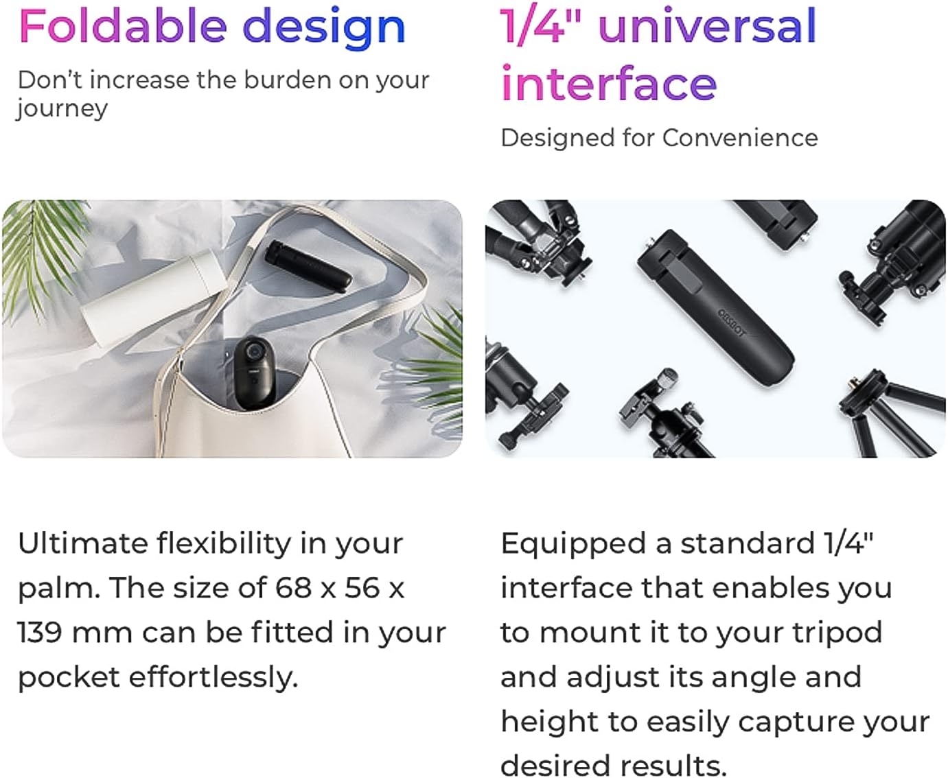 OBSBOT Me AI-Powered Tracking Tripod, AI Tracking Auto Frame & Gesture Control, 120° Wide Angle, No App Required, Auto Face Tracking Phone Holder for Selfie Vlog Skype & Face Time Calls