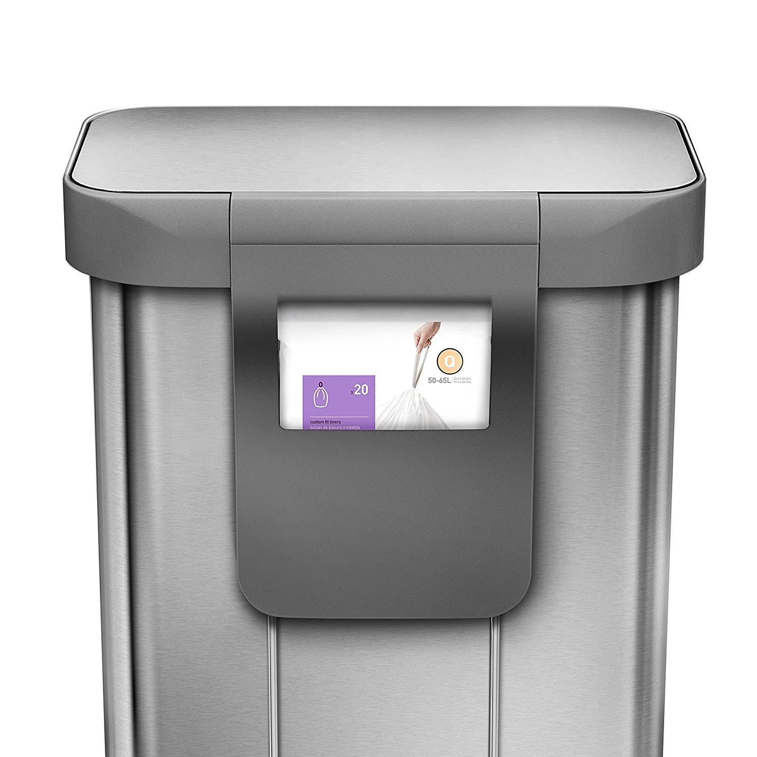 simplehuman 55-Liter Rectangular Step Trash Can with Liner Pocket/STAINLESS Steel