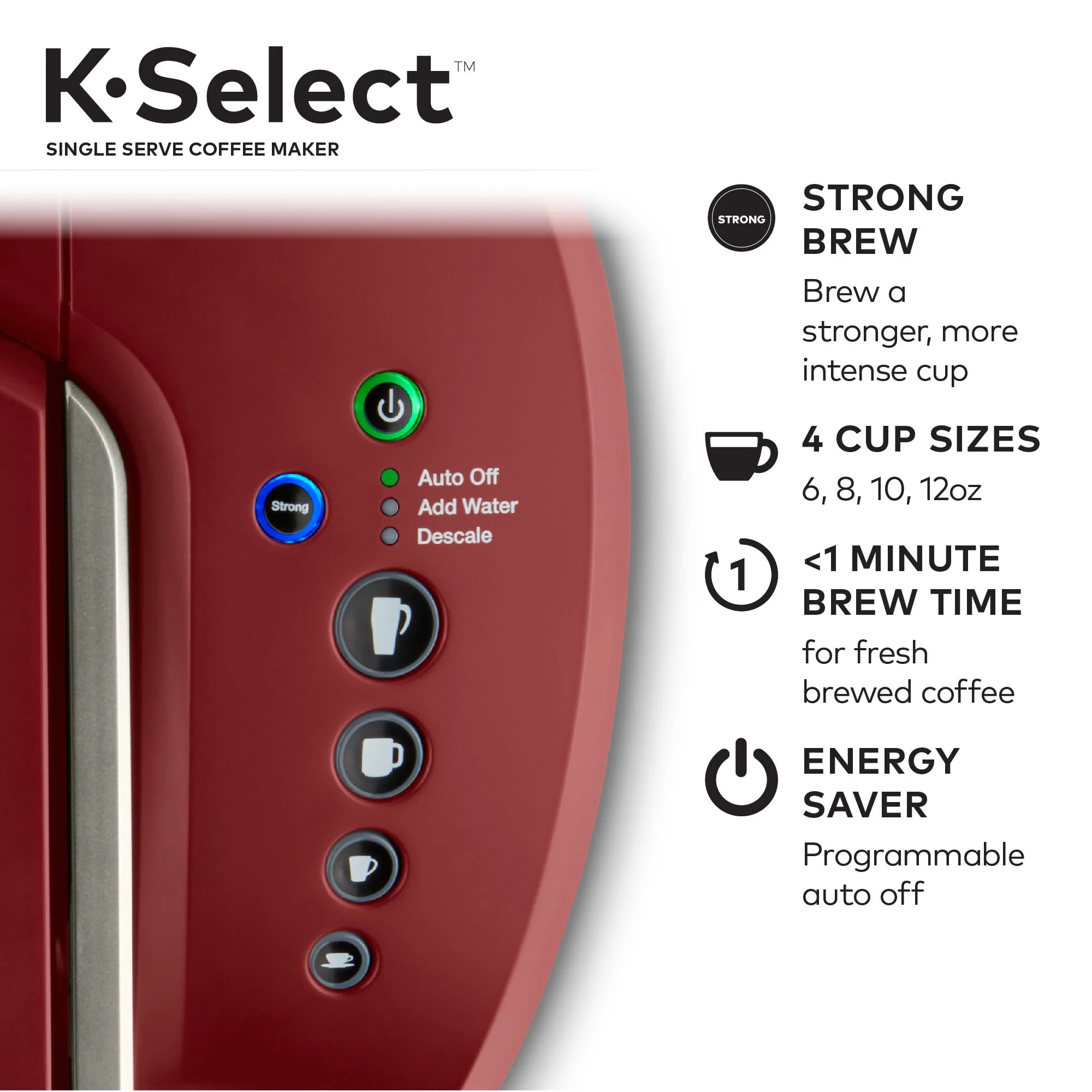 Keurig K-Select Single-Serve K-Cup Pod Coffee Maker, Matte White