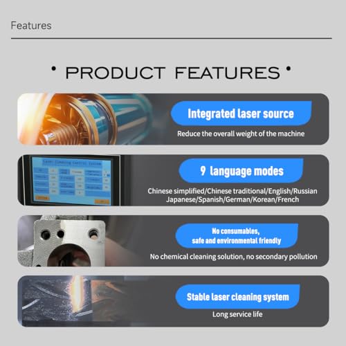WTTTOOLS Laser Cleaning Machine Pulsed Laser Rust Removal Backpack Laser Cleaner Battery/AC Dual Power Handheld Laser Rust Remover Portable Fiber Cleaner Fast Removing Rust Oil Painting Coating