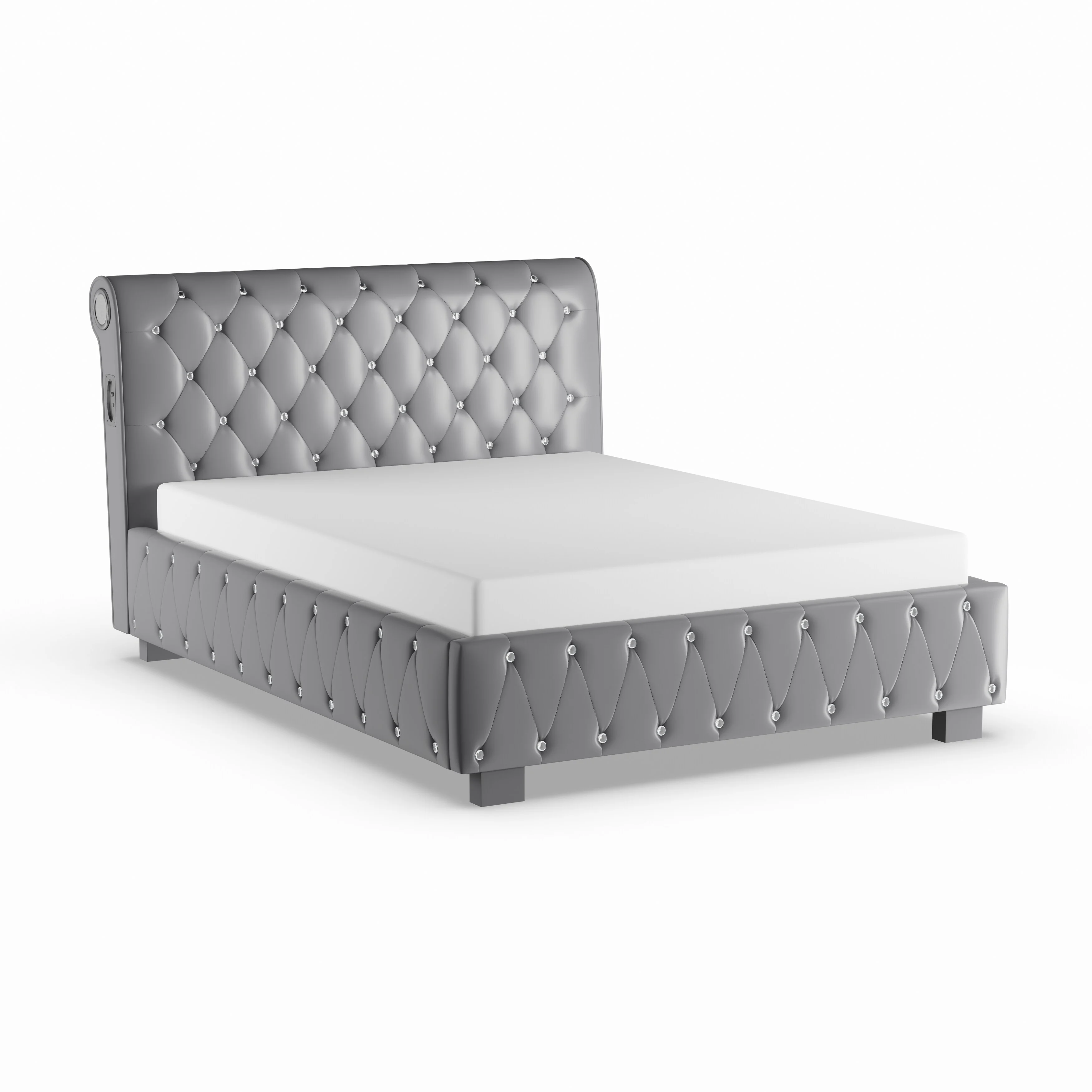 Furniture of America  Emmaline Modern Silver Upholstered Platform Bed Silver Eastern King