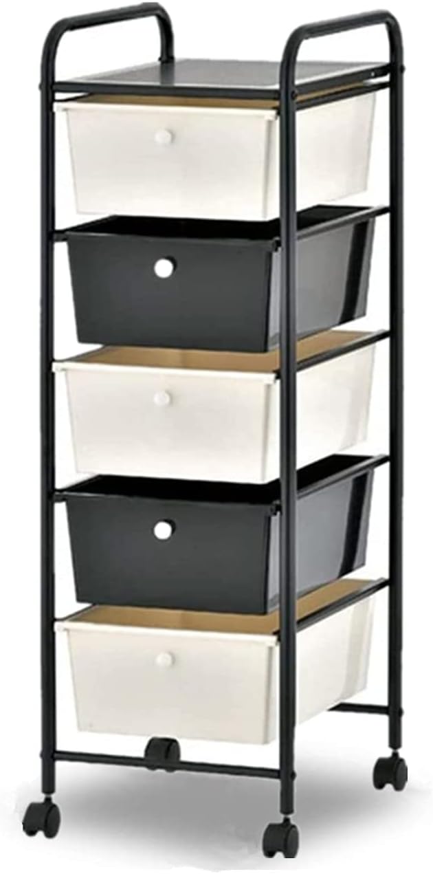 Drawer Storage Carts 5-Drawers Rolling Cart Utility Drawers Organizer on Wheels for Office School Living Room Bedroom,Large Storage