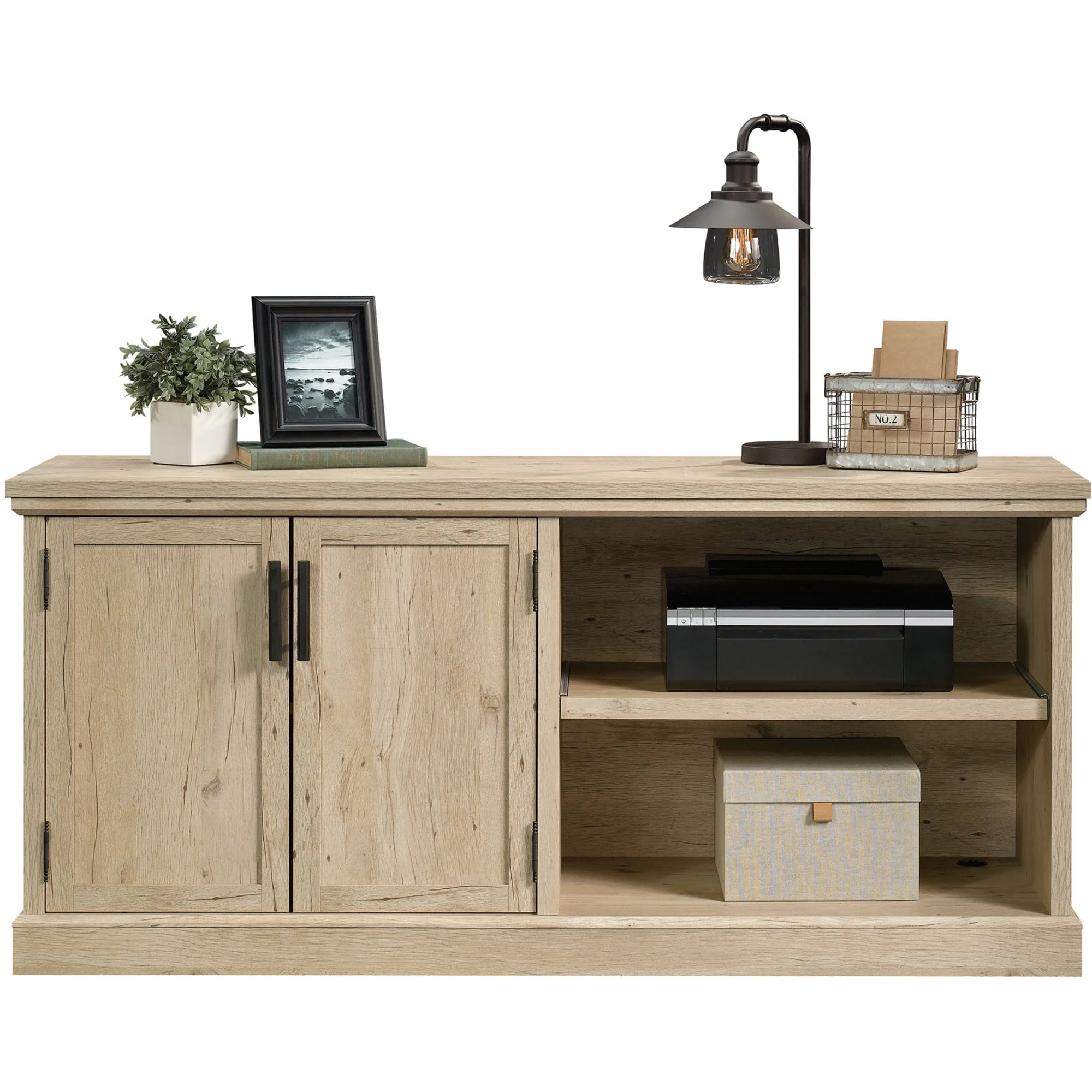 Sauder Aspen Post Engineered Wood Large Office Printer Credenza in Prime Oak