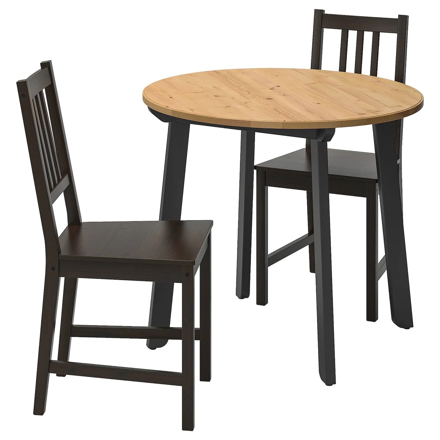 IKEA - GAMLARED / Stefan Table and 2 Chairs, Light Antique stain/brown-black, 33 1/2
