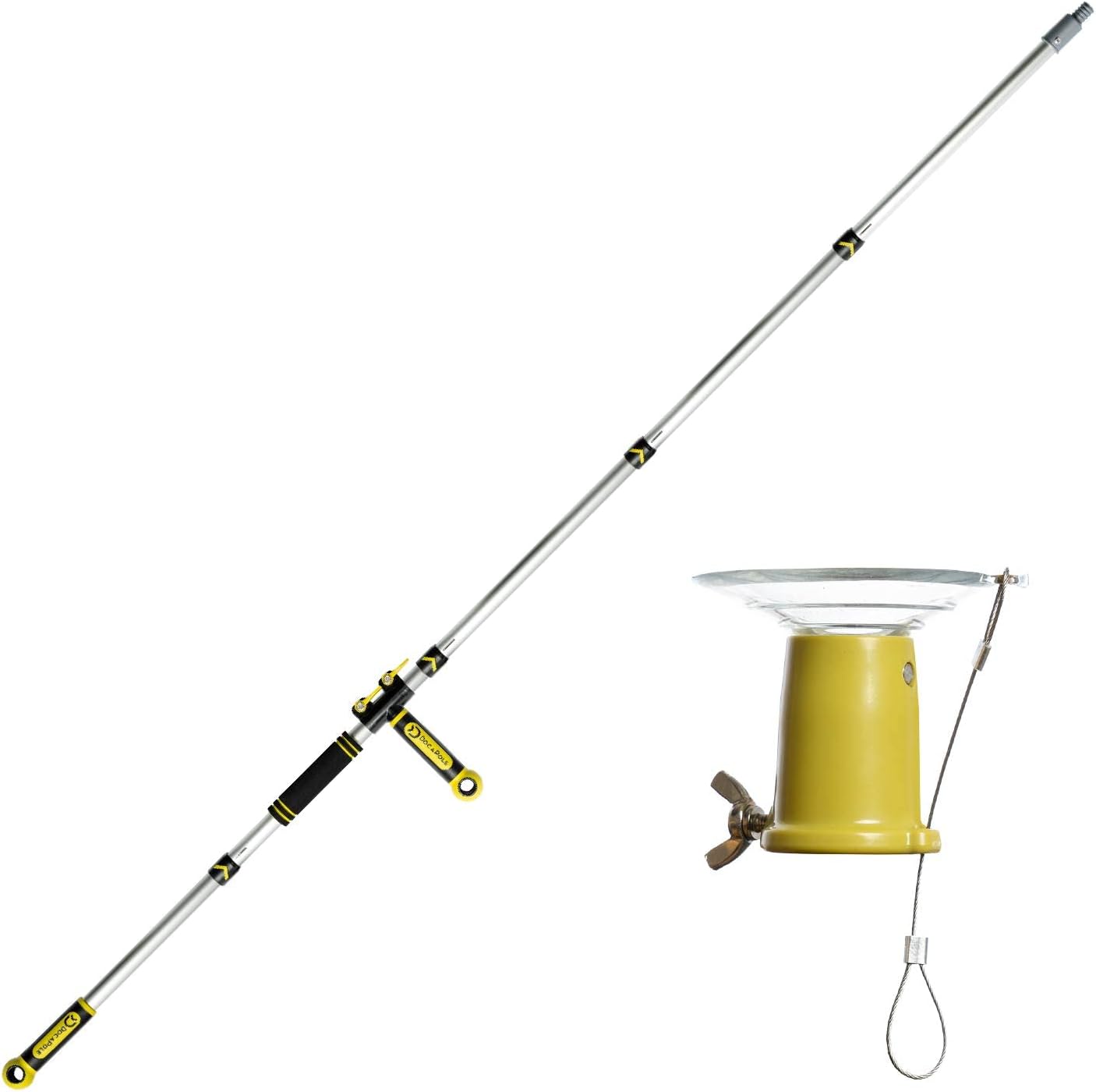 DocaPole Light Bulb Changer with 7-30 Foot Telescopic Extension Pole For High Ceilings and Recessed Lights, Suction Cup Style