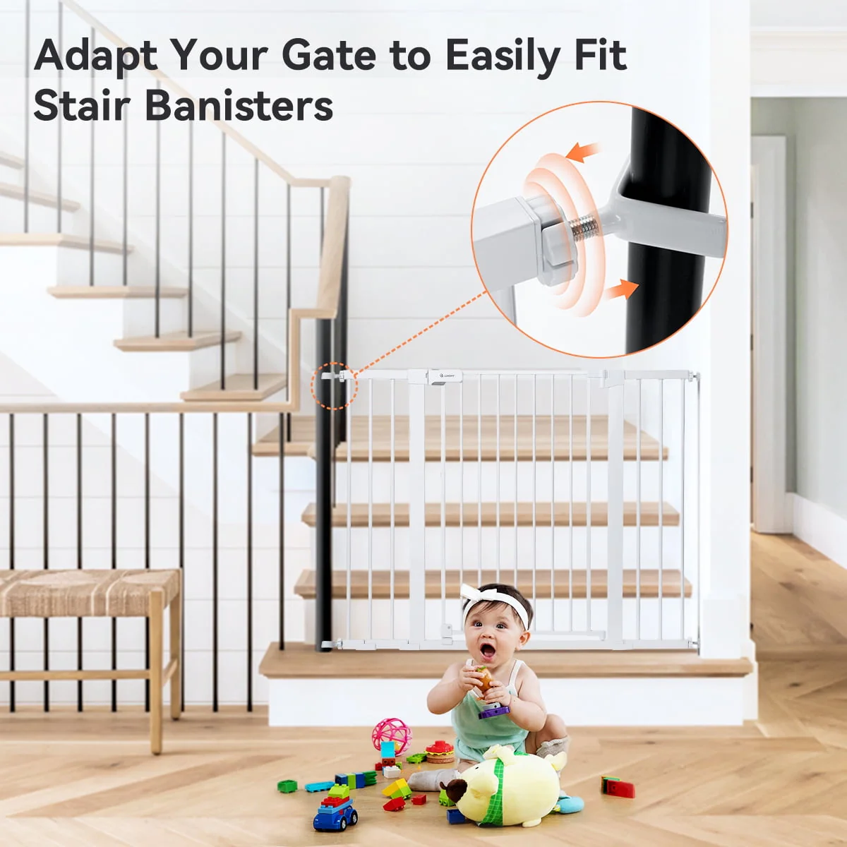 Baby Gate, 36'' Extra Tall 29.5-48.8'' Wide Toddler Gates for Doorway Stairs