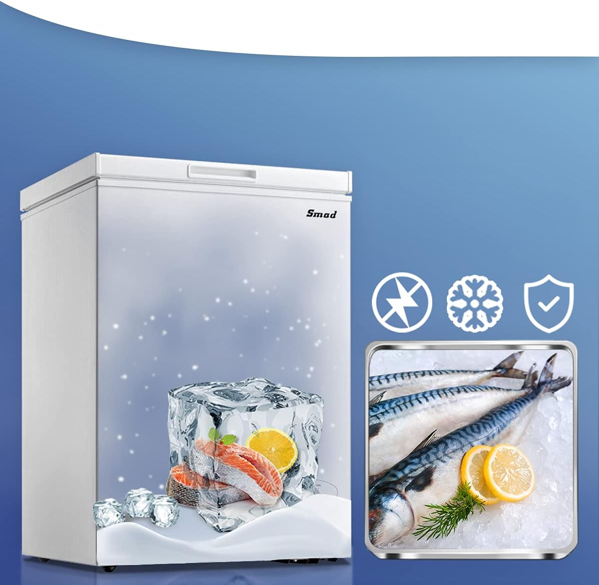 Smad Chest Freezer 3.5 cu.ft Small Freezer Chest for Home Kitchen Grocery Basement, White