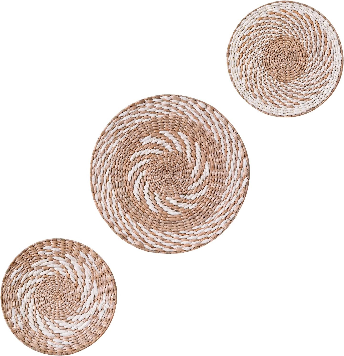 Boho wall Baskets decor Set of 3, 100%Natural Handmade,rattan wicker seagrass woven basket wall decor,Living Room or Bedroom woven wall african basket