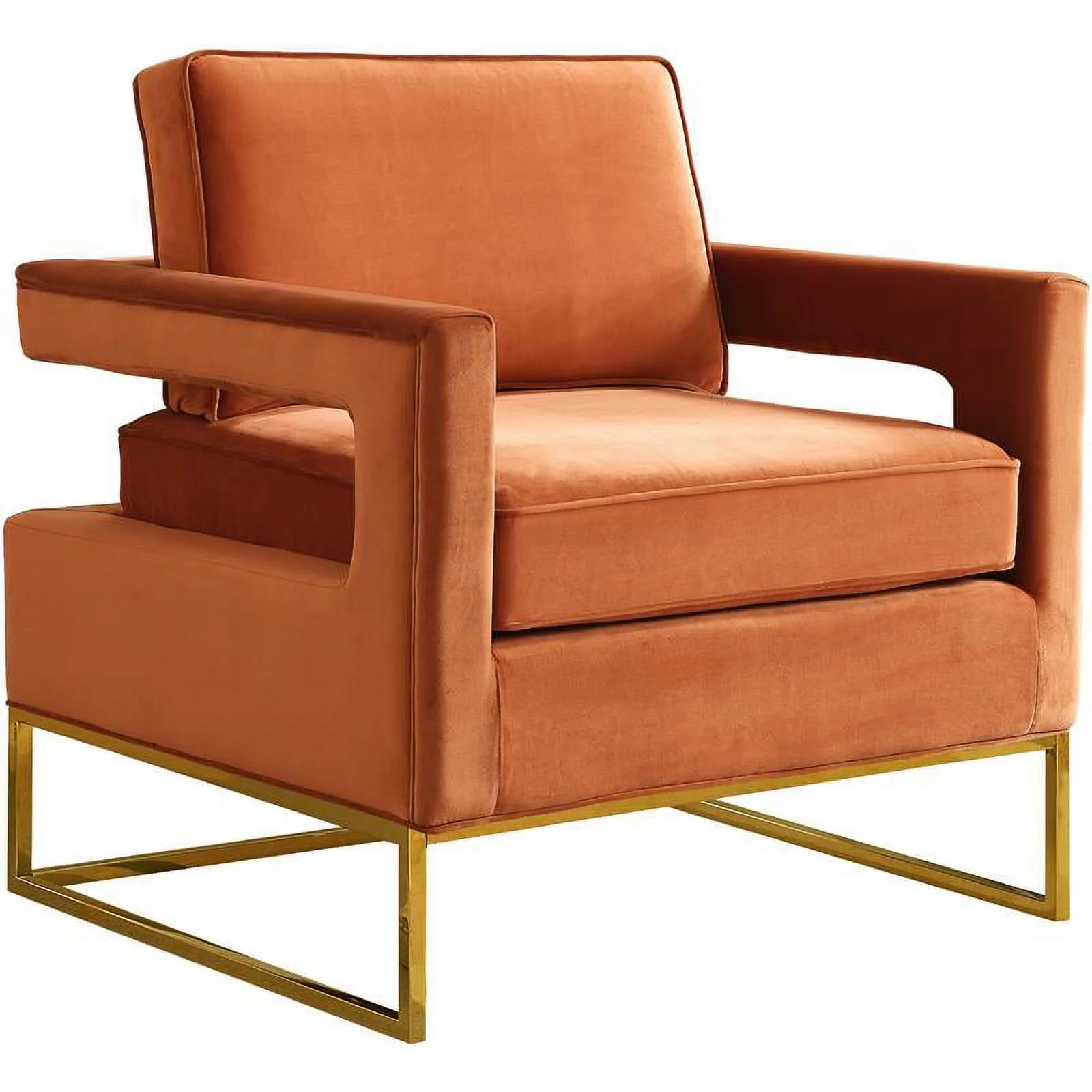 Meridian Furniture Noah 19"H Velvet Accent Chair in Cognac and Gold