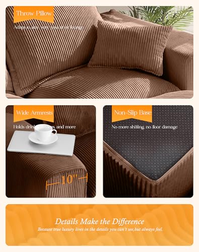 107" Comfy Cloud Couch with L-Shape Chaise & Deep Seat, Modular Sectional Sofa in a Box, Boneless Upholstered Couches for Living Room, No Assembly Required (Soft Corduroy, Black)