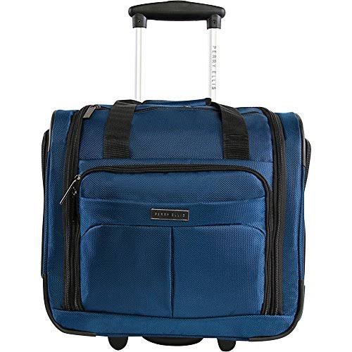 Perry Ellis Black Excess 9-Pocket Underseat Rolling Tote Carry-On Bag