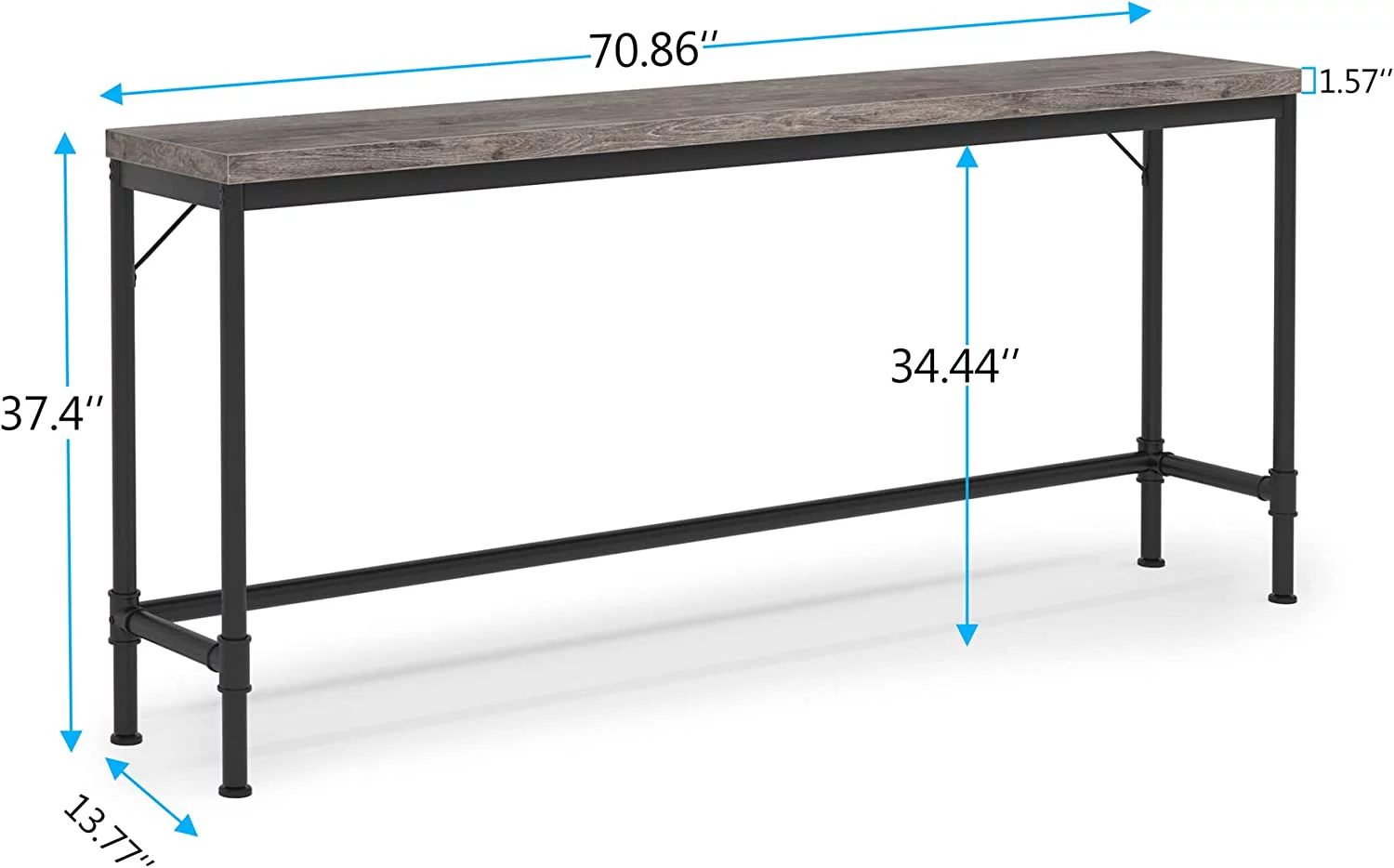 Tribesigns 70.9" Console Table, Behind Sofa Couch Long Hallway Entryway Table for Living Room, Grey