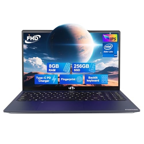 NIMO 15.6 IPS-FHD-Laptop, Intel Pentium 4 Cores N100 8GB RAM 128GB SSD Backlit Keyboard Fingerprint (Beat to i3-1115G4 Up to 3.4GHz) Computer for Student-Home WiFi 6 BT5.2 Win 11