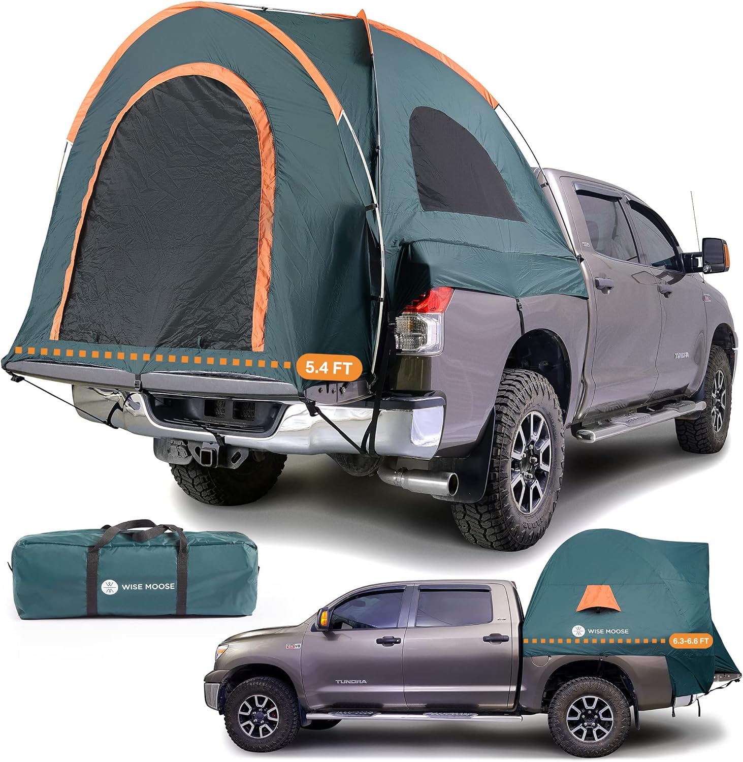 WISE MOOSE Truck Bed Tent - Fits 6.2-6.5 ft Truck Tents for Camping, Waterproof & Windproof Pickup Truck Tent 6.5 Foot Bed, Sturdy Truck Bed Camper Shell with Carry Bag
