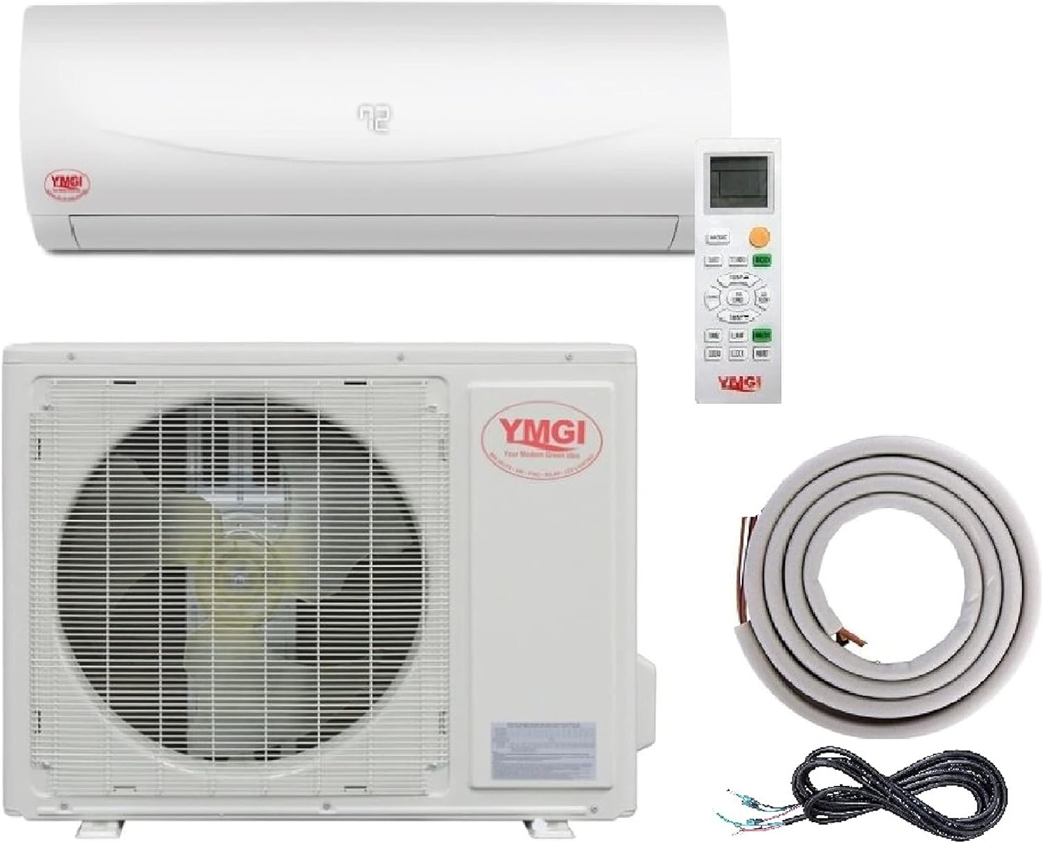 24000 Btu Ductless Mini Split DC Inverter Air Conditioner Heat Pump System - 220 Volt with 15 Feet Installation Kit