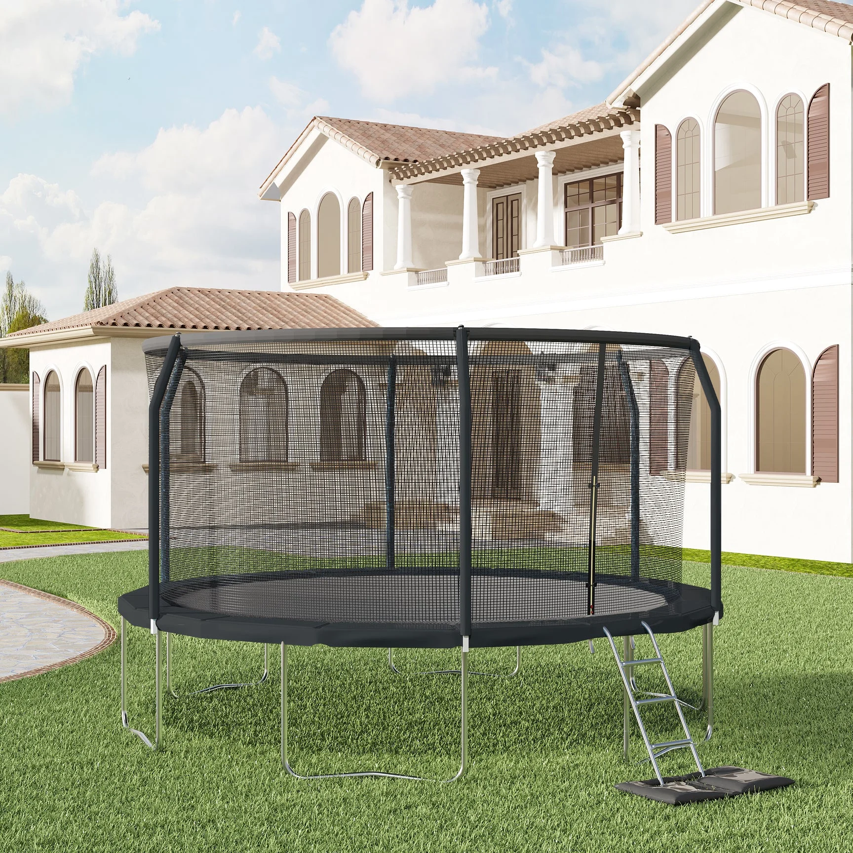 Airzone Jump Premier Backyard Trampoline- 12ft Black/Black