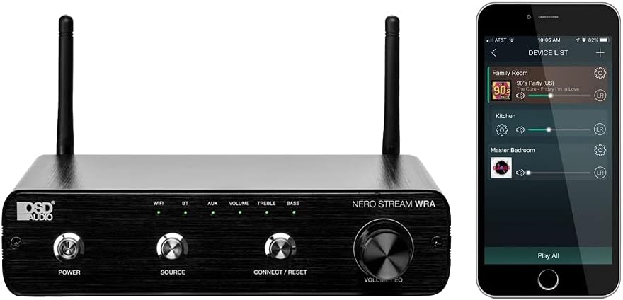 OSD 100W Stereo Amplifier, Dual Source Input, Bass & Treble Control, Auto-On, Class D XMP100