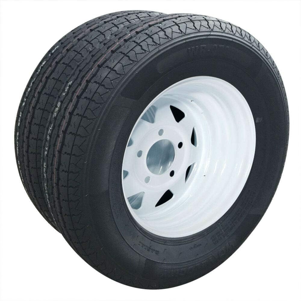 Motorhot 13" Trailer Tire & Rim ST175/80R13 Trailer Tires Load C 5 Lug White Spoke Pack of 2