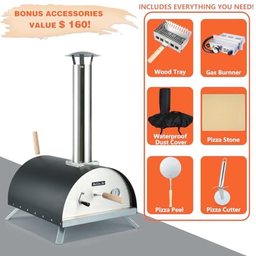 Hello. Dr 13" wood and gas pizza oven outdoor propane-propane pizza oven outdoor-Outdoor pizza oven gas-propane pizza oven outdoor with Pizza Cutter& Carry Bag,pizza stone, pizza peel.