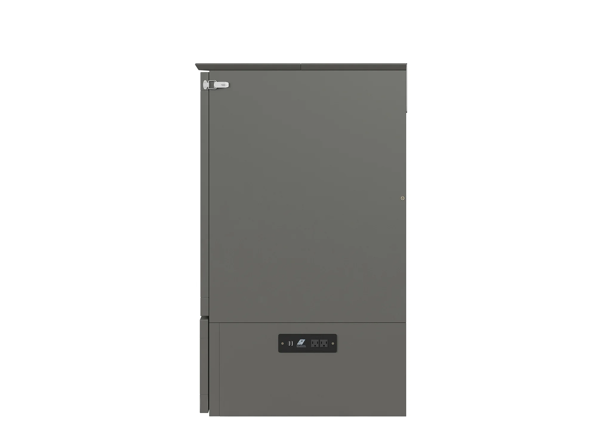 AFI Hamilton Queen Solid Wood Murphy Bed Chest with Mattress, Drawer and Charger in Gray