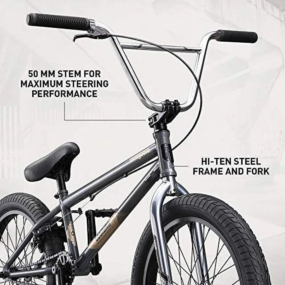 Mongoose Legion L60 Freestyle BMX Bike Line for Beginner-Level to Advanced Riders, Steel Frame, 20-Inch Wheels, Grey