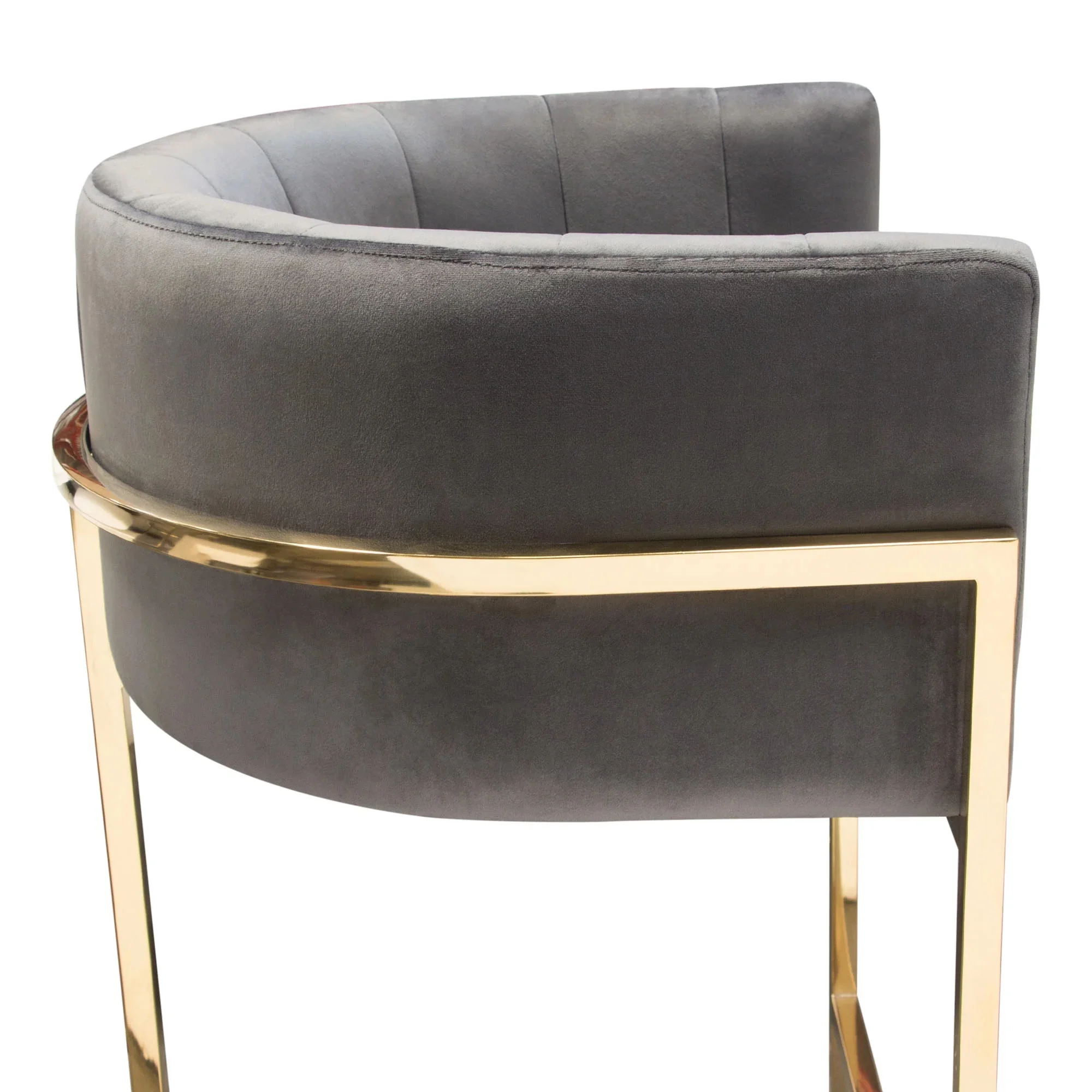Diamond Sofa PANDORABCGR1PK Pandora Bar Height Chair with Polished Gold Frame, Grey Velvet