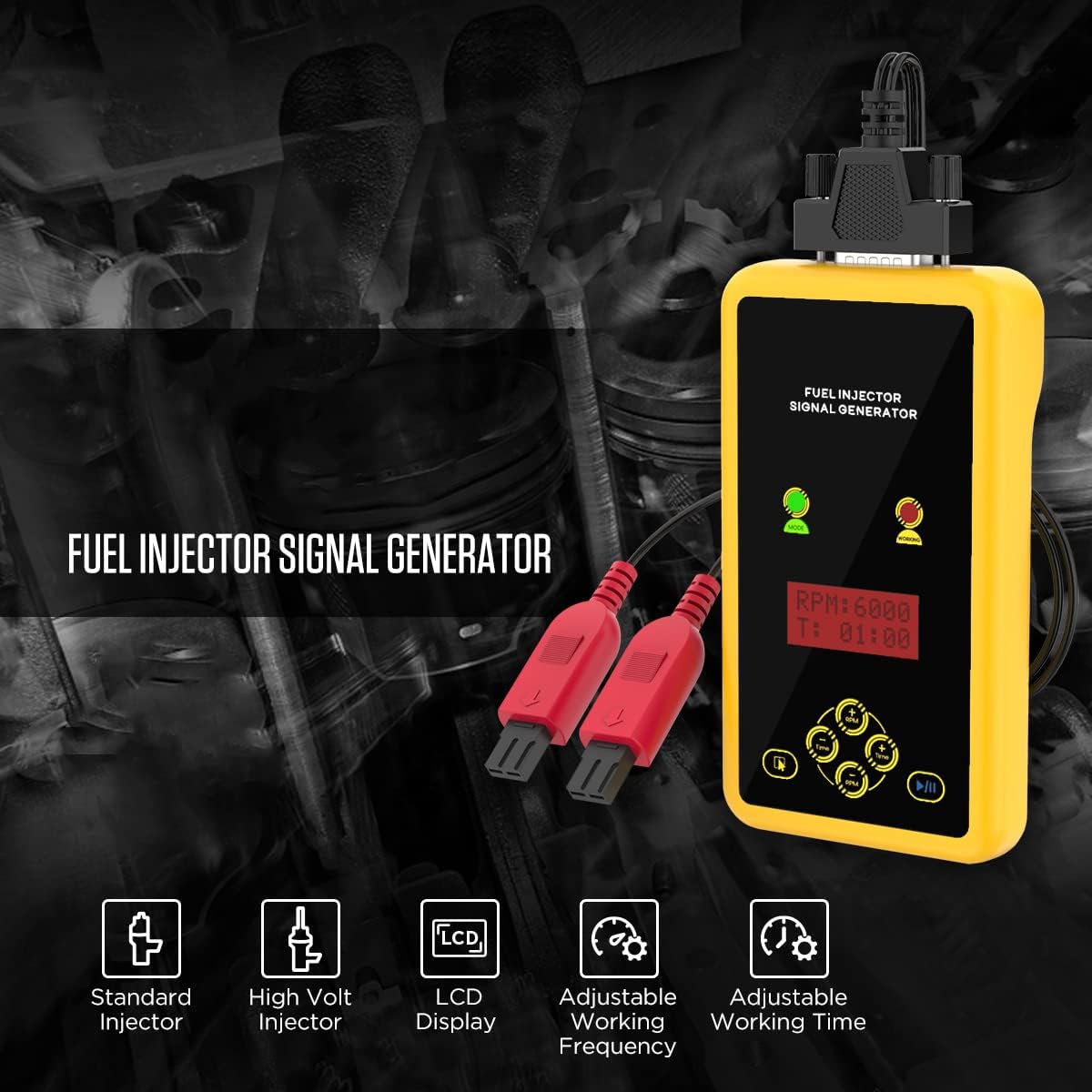 QPKING Car Fuel Injector Signal Generator,Automotive Fuel Injection Systems Cleaners,Fuel System Cleaning Assistant Fuel Injector Cleaner